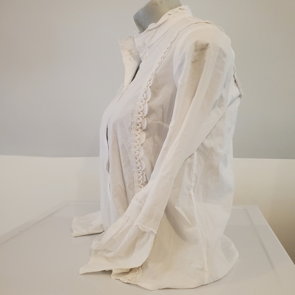 Topshop White Frilled Blouse w Bell Sleeves - Picture 2 of 5